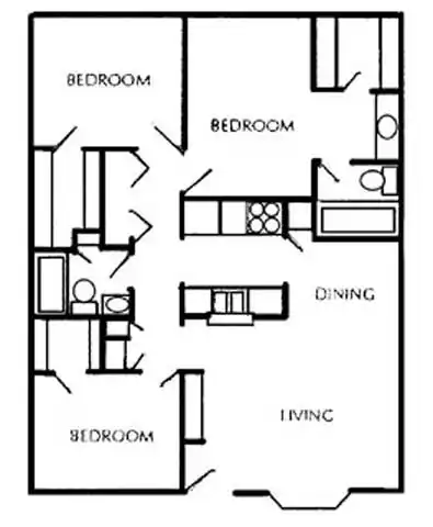 3 Beds • 2 Bath 1804 floor plan